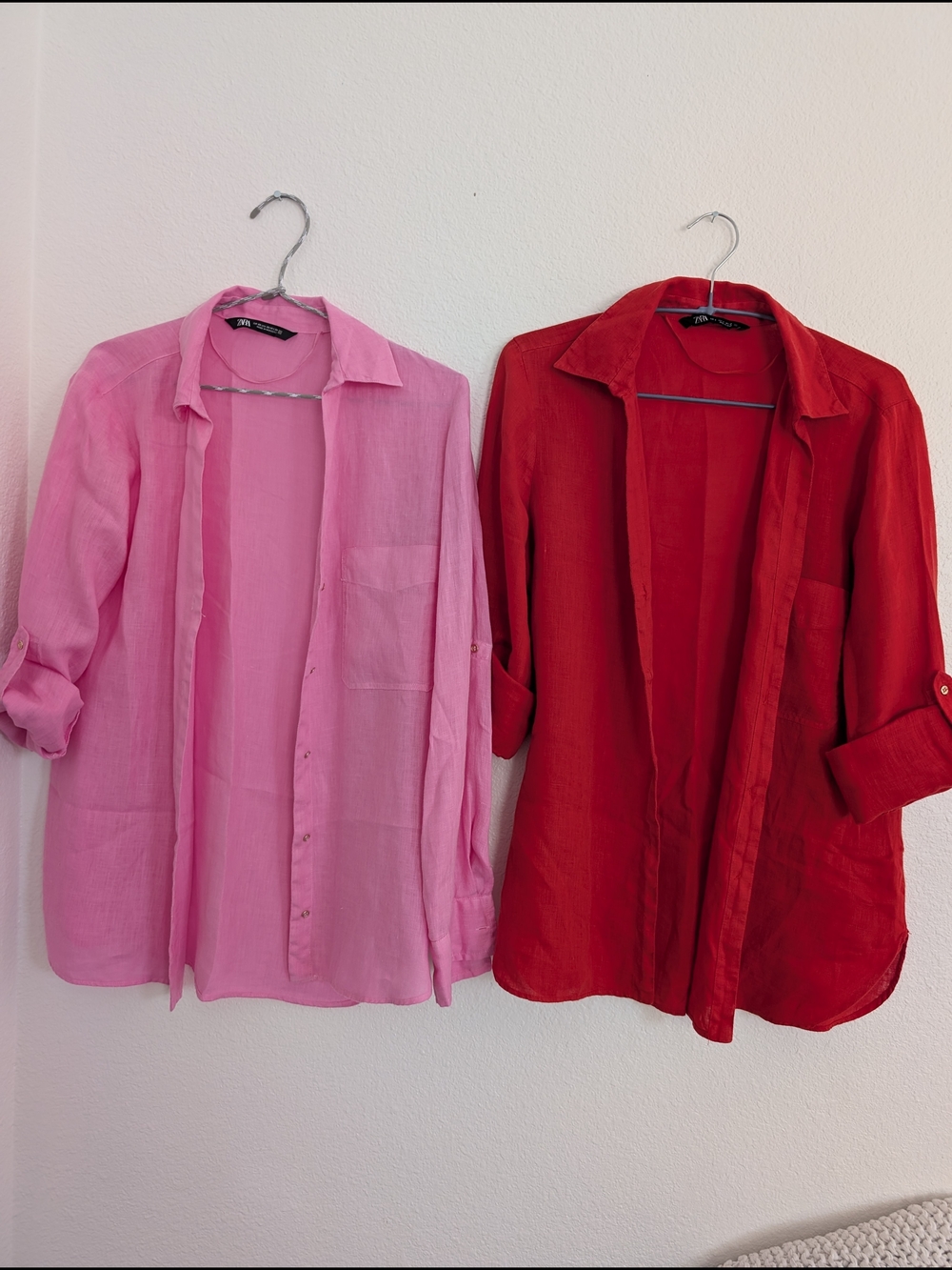 Zara red and pink blouses 100% lino XS and Small